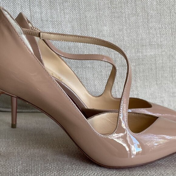 Christian Louboutin Nude Patent Leather Jumping Cross Strap Pump - Picture 3 of 14